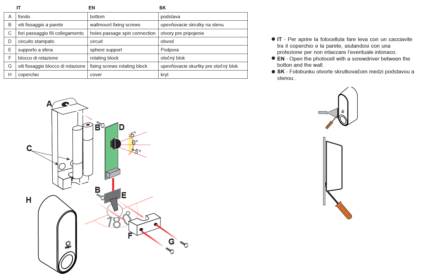 Wiring diagram for KEY FT-43B photocells