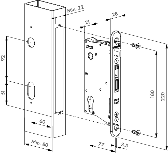 LOCINOX EIGHTYLOCK-M - drawing