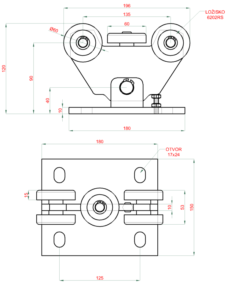 Drawing of trolley V-02-7