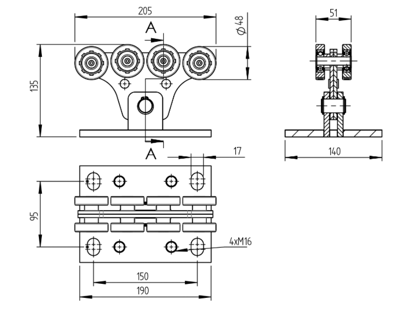 Drawing of trolley V-70-60-3
