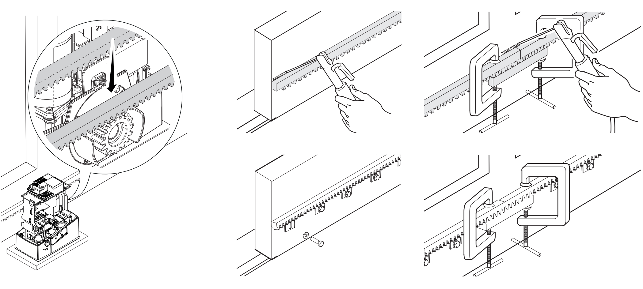 Installing the BXV toothed rack