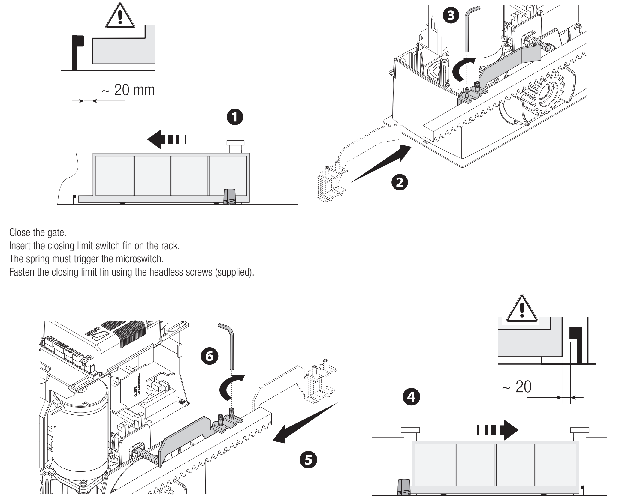 Setting the BXV mechanical limit switches