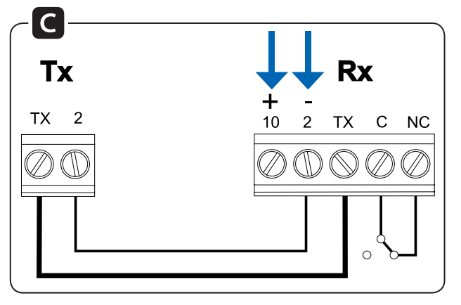CAME DIR10 photocell TX and RX terminals