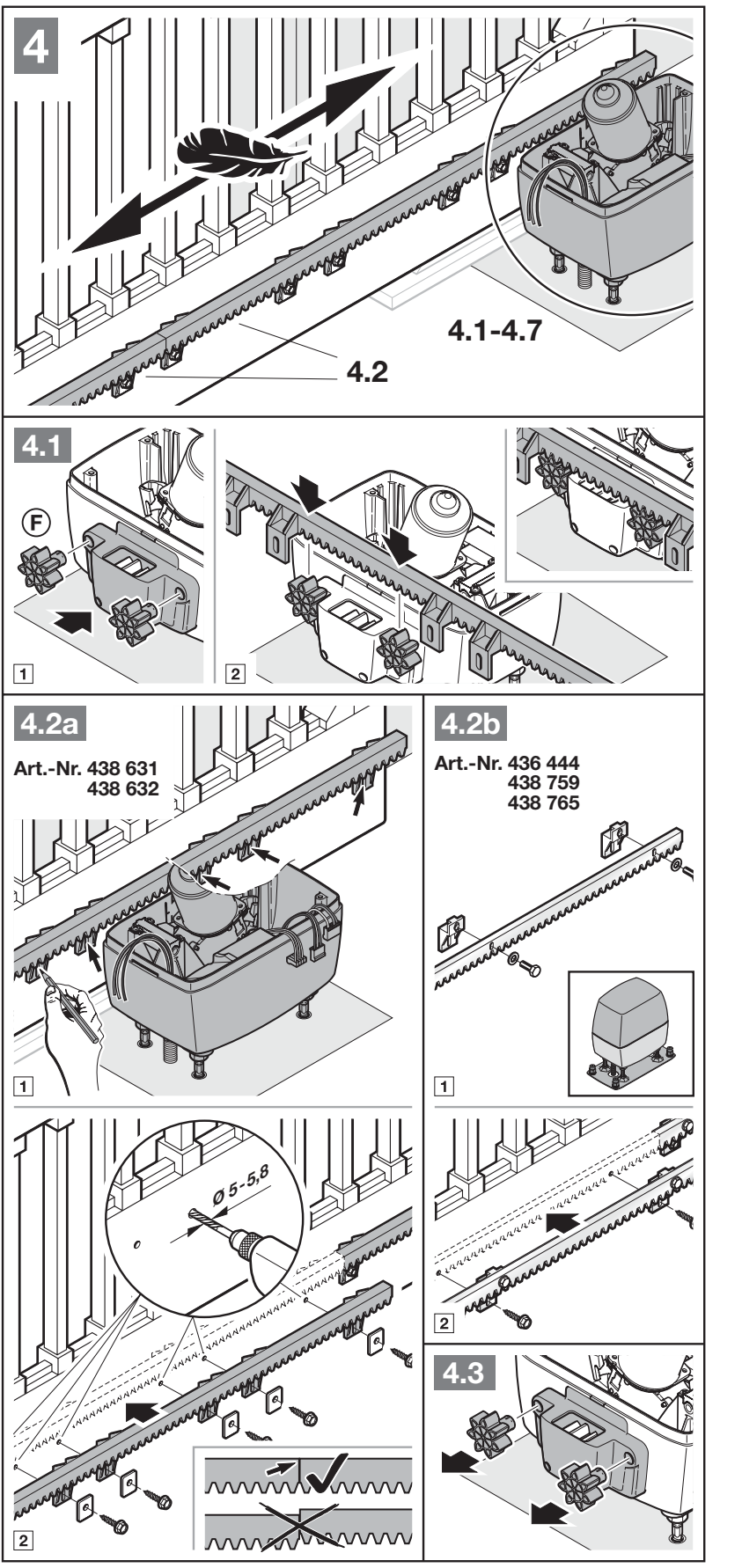 Fastening and aligning the LineaMatic rack