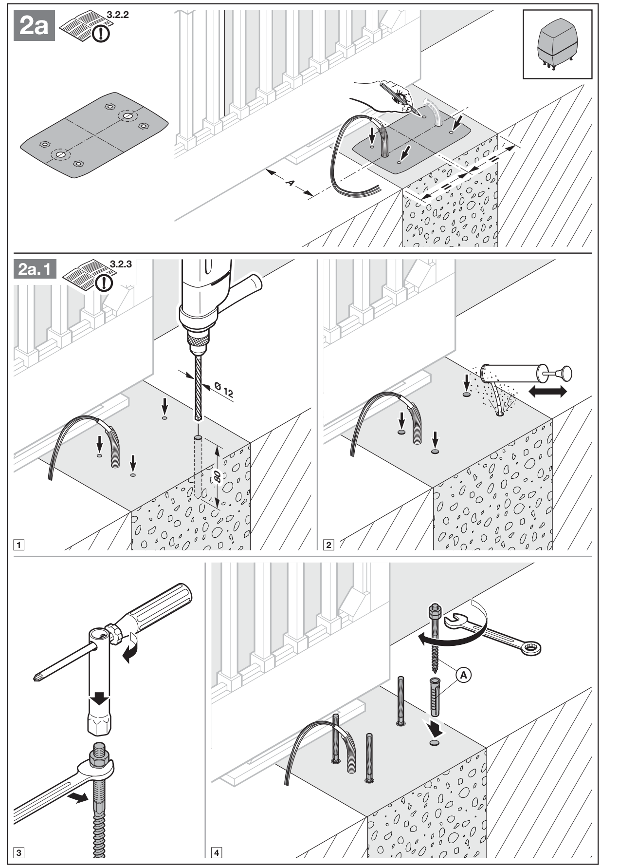LineaMatic anchor bolts – Ø 12 mm holes