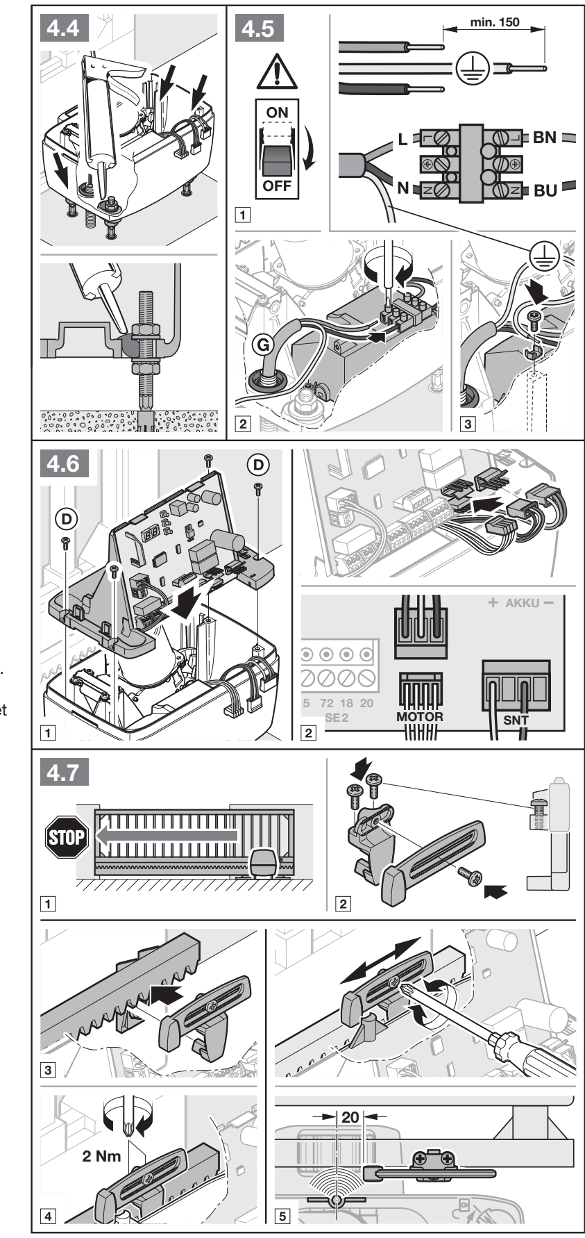 Mains connection, board holder and magnet position with 20 mm dimension