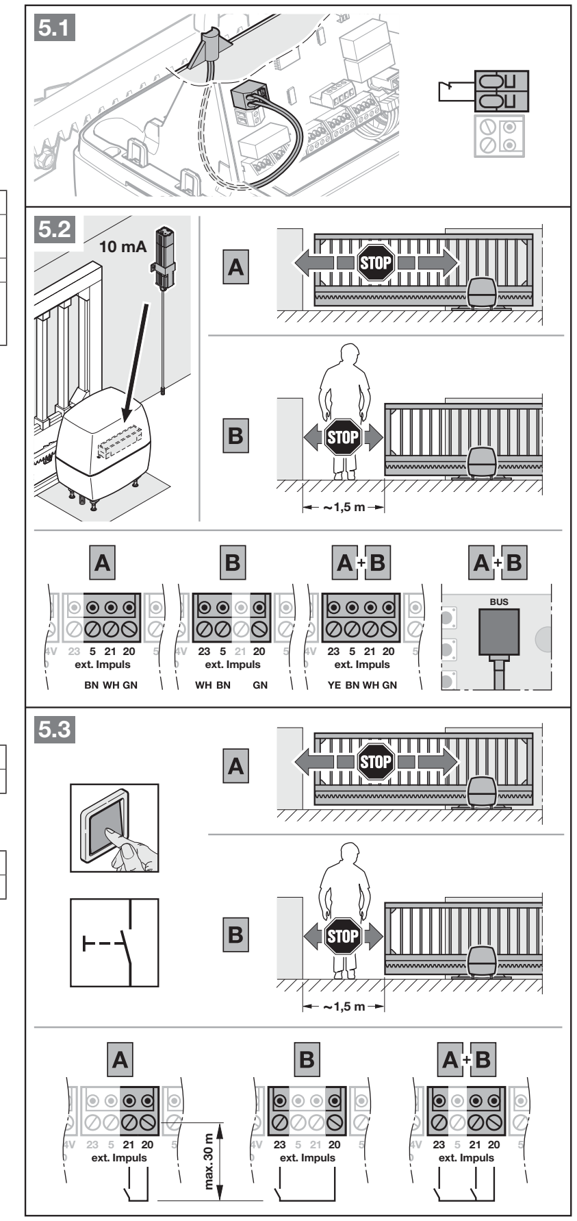 REED, external receiver and NO push buttons 20–21 / 20–23