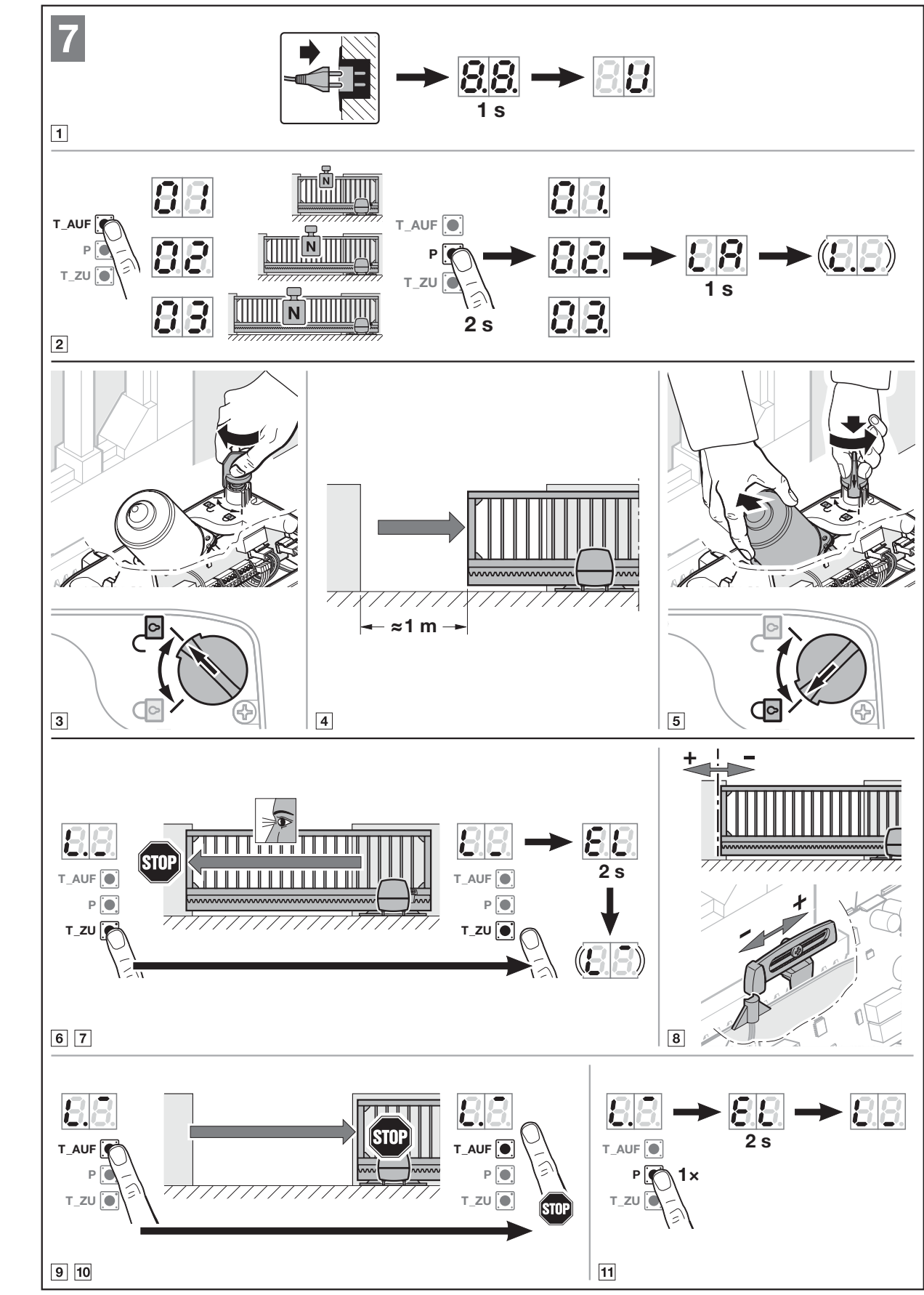 Initial learning – selecting 03 for LineaMatic H, closed and open positions