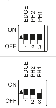 EDGE, PH2 and PH1 DIP switches on the control board