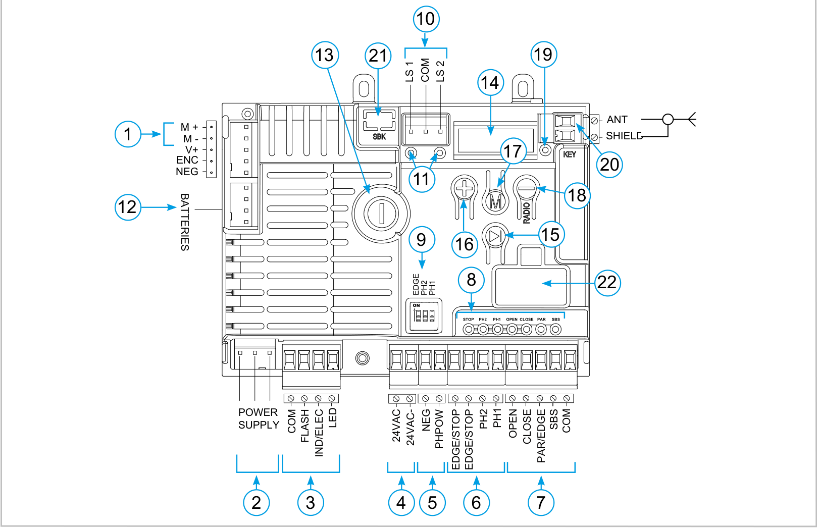 Actual CT10324 control board showing connector and control numbers