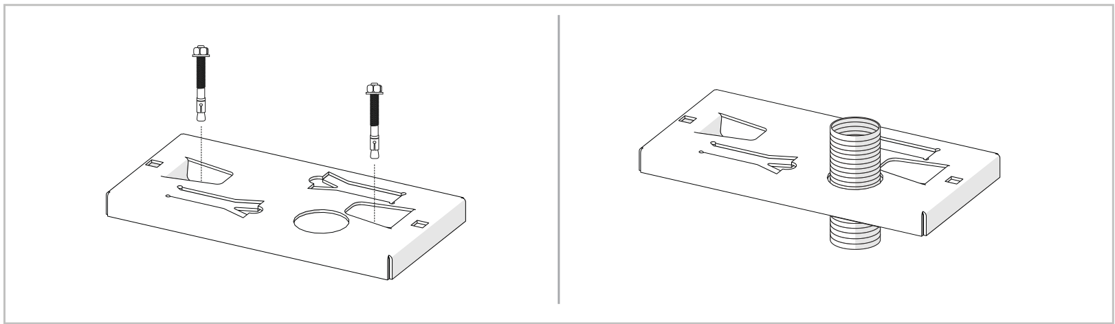 Fixing the base plate to the substrate or concrete