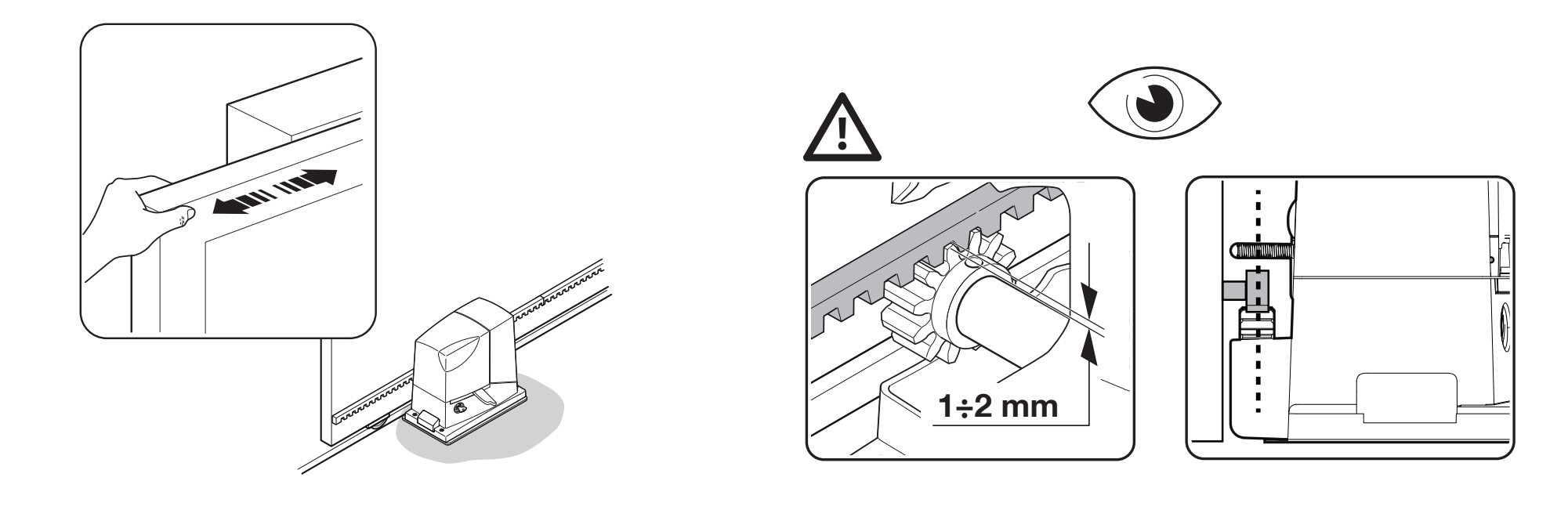 Checking the 1–2 mm clearance between the rack and pinion on the RD400
