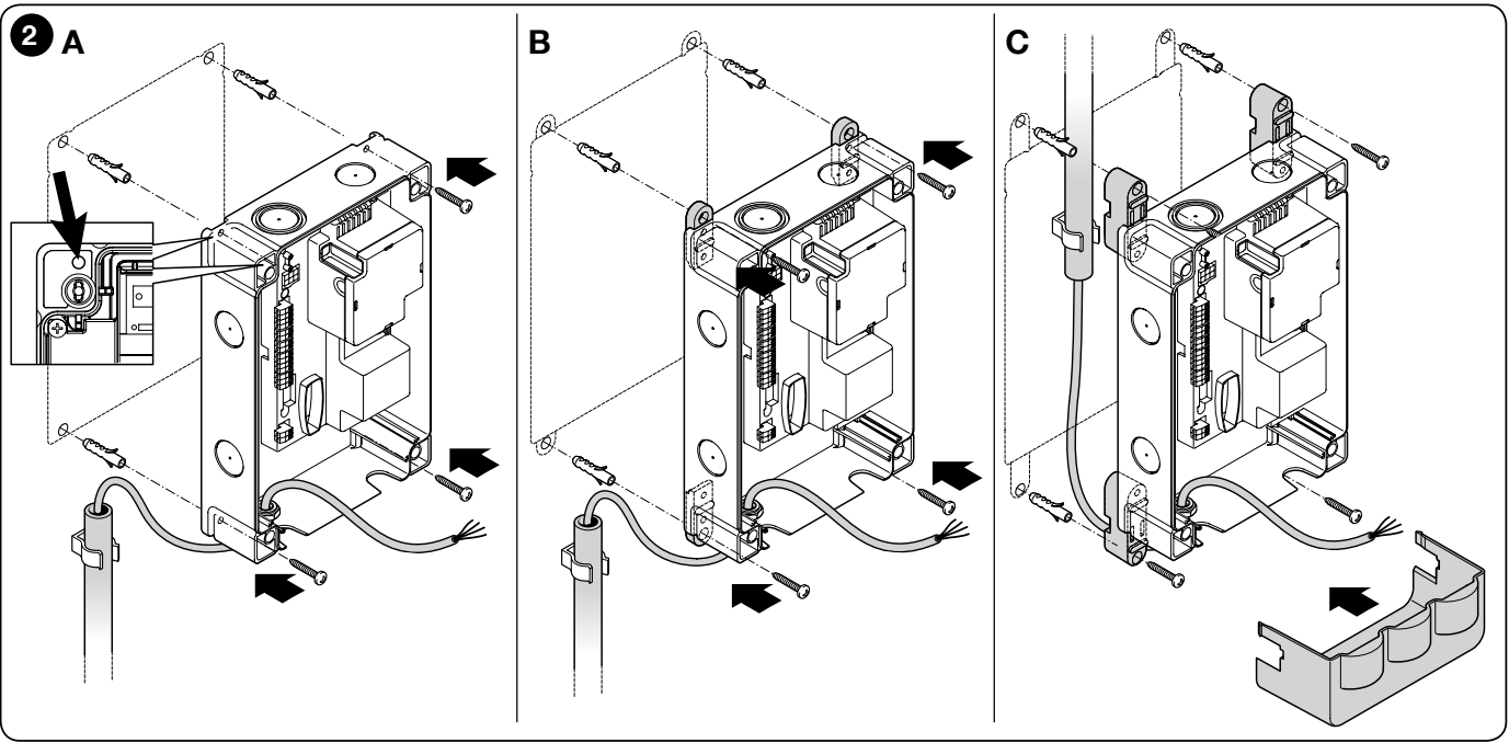 Mounting options for the NICE DPRO500 control unit enclosure Mounting options for the NICE DPRO500 control unit enclosure