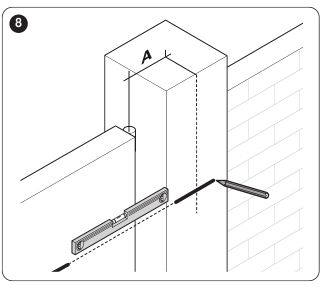 Original drawing showing the hinge axis and installation dimension A