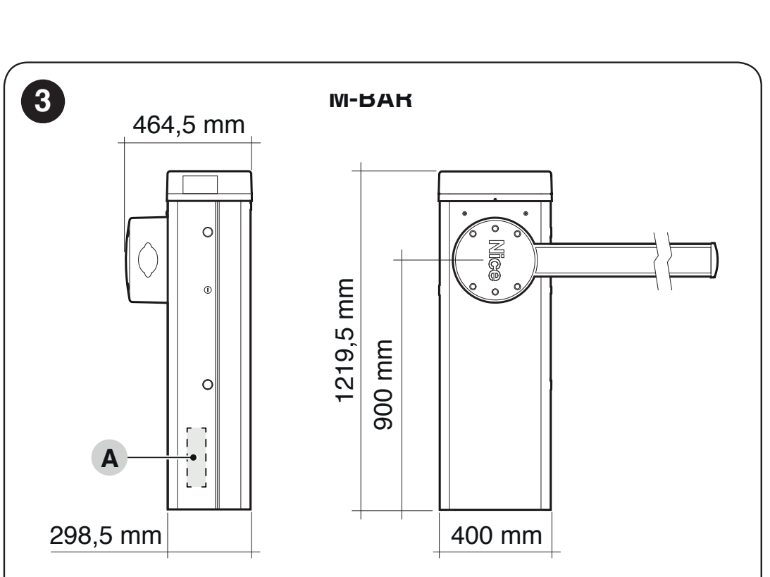 NICE M7BAR – original cabinet dimensions and location of the manufacturer’s label NICE M7BAR – original cabinet dimensions and location of the manufacturer’s label