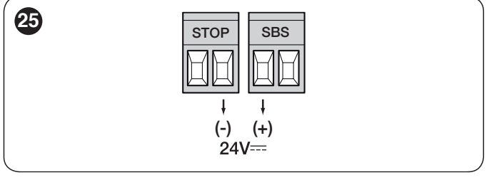 NKSL400 – 24 V DC auxiliary power supply: STOP right = negative, SbS left = positive NKSL400 – 24 V DC auxiliary power supply: STOP right = negative, SbS left = positive
