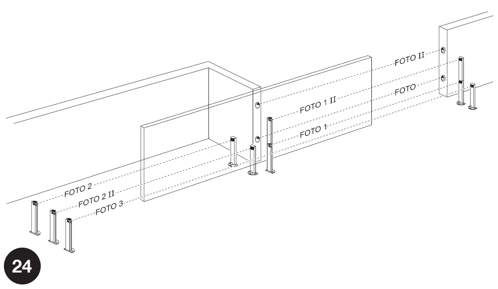 RUN – positioning FOTO to FOTO 3 safety pairs for a sliding gate