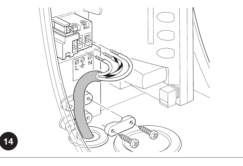 RUA1 – L, N and protective earth for the mains supply