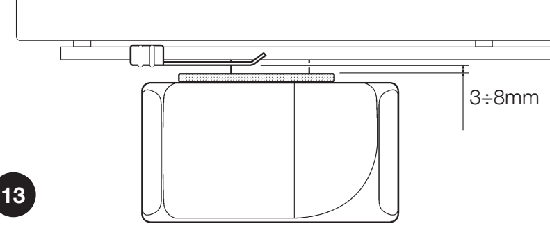RUN1800P – distance from the bracket to the sensor: 3–8 mm