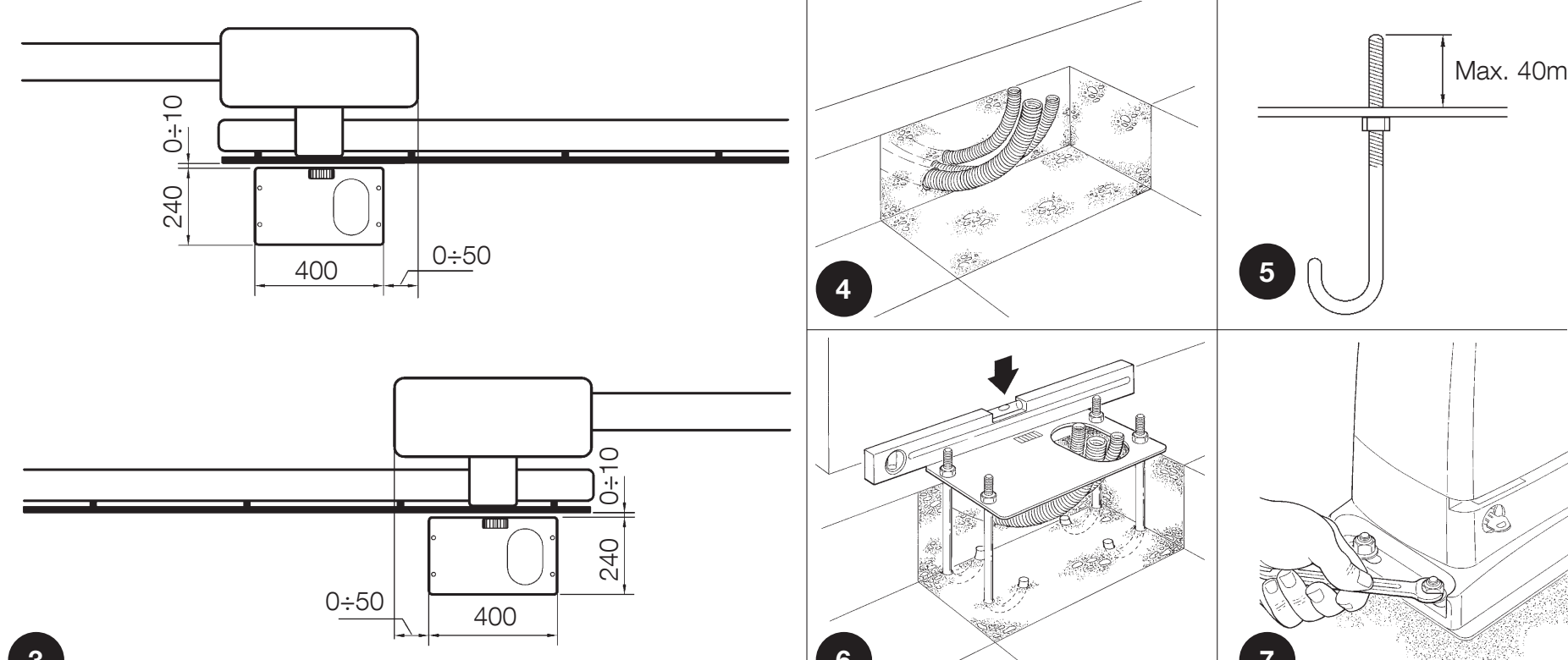 NICE RUN2500I – original foundation plate installation drawing