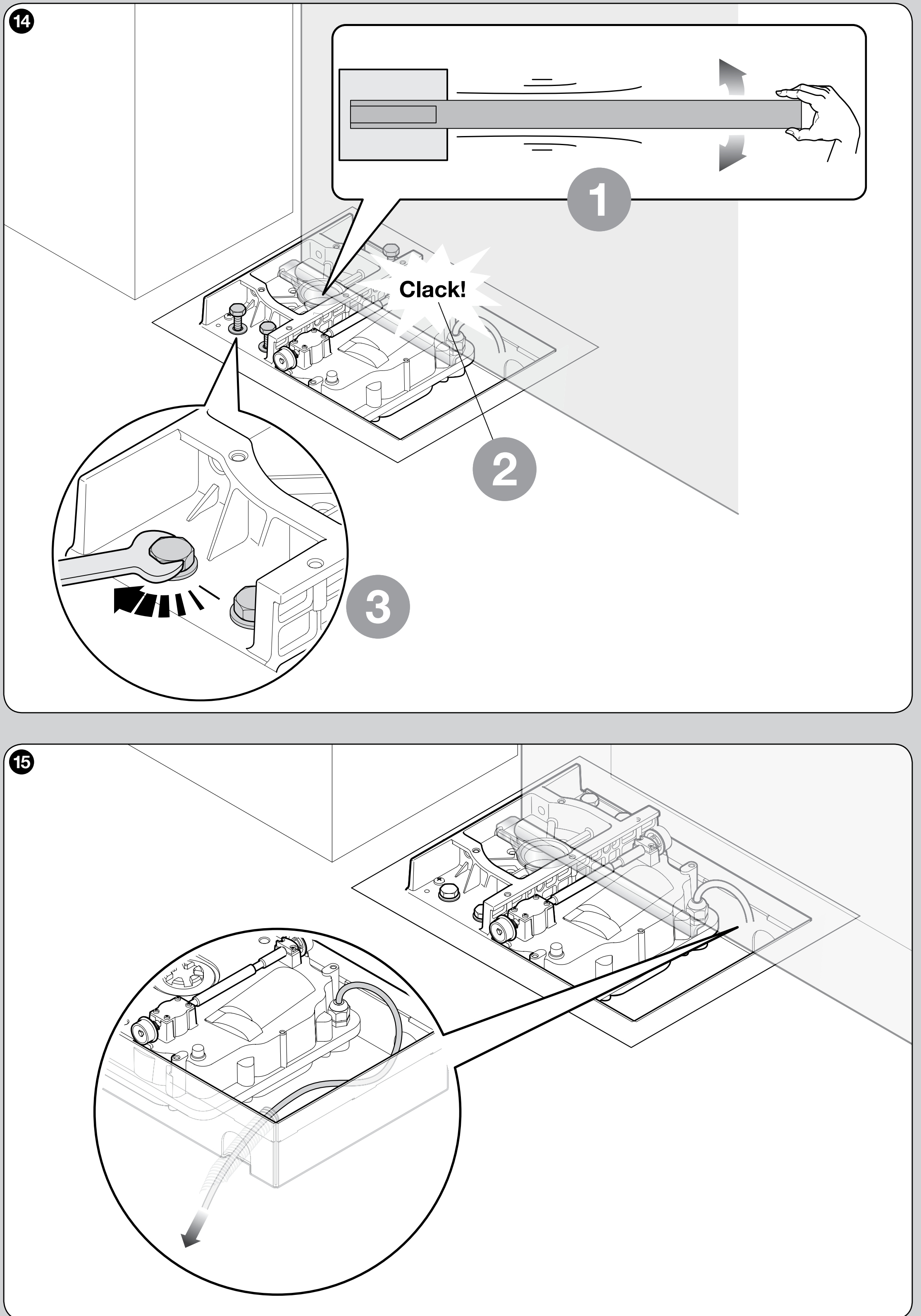 S-FAB: engaging the drive by moving the gate leaf and routing the cable out