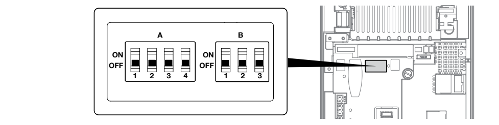DPRO924: block A with four switches and block B with three switches on the main board