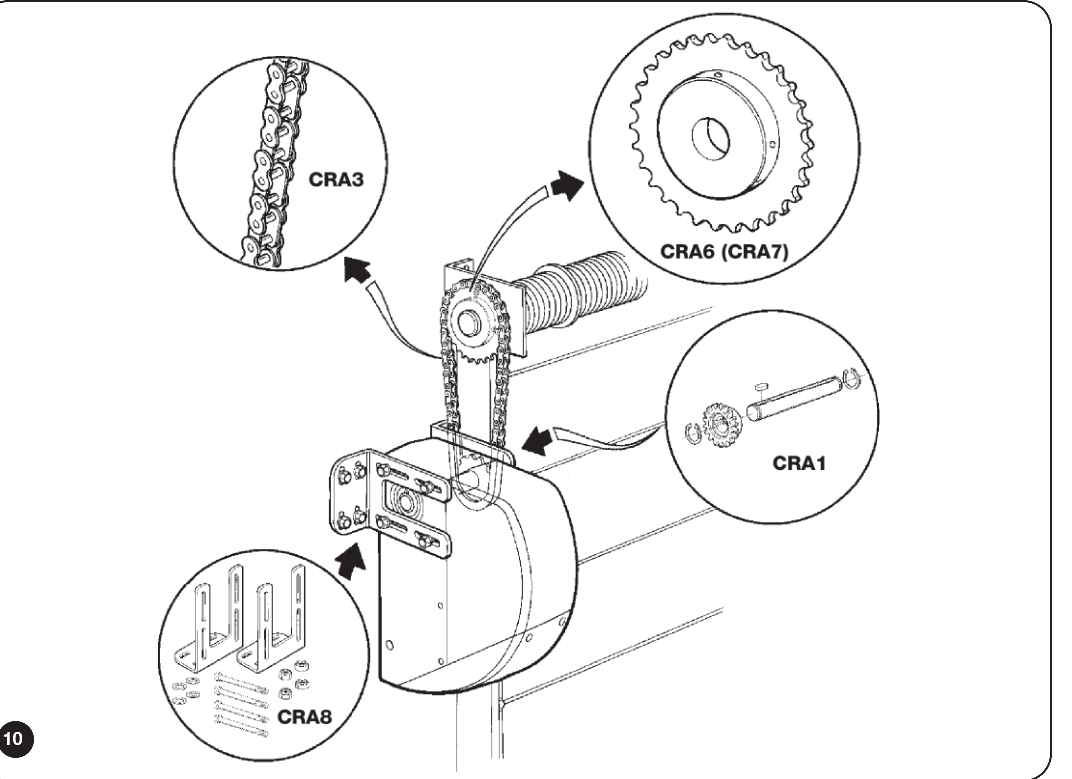 SUMO: vertical chain drive CRA1, CRA6 or CRA7 and CRA8 brackets