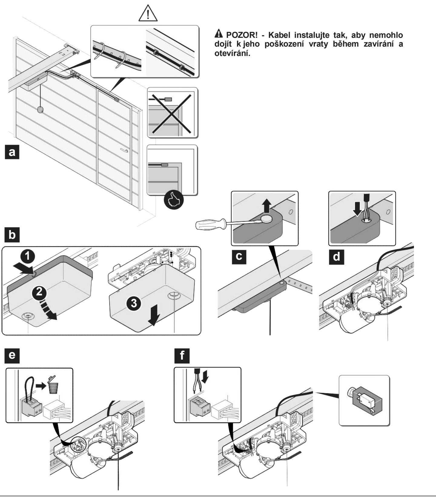 Built-in door safety contact on terminals 1–2 of the SPY motor