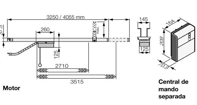 Dimensions of the SPY track and separate control unit