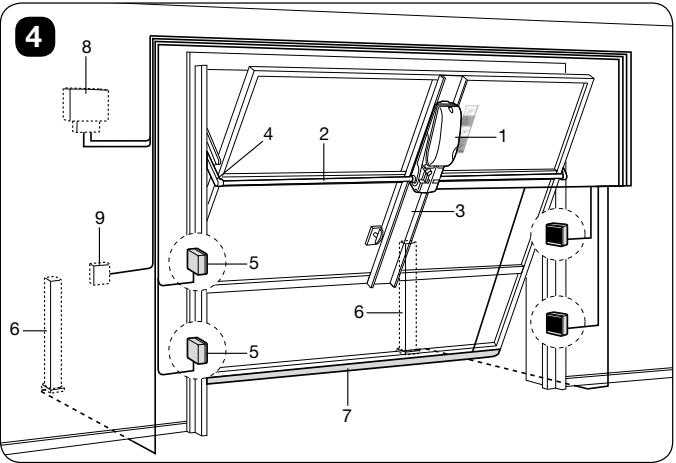 TEN system layout with shaft, arms, photocells and safety edge TEN system layout with shaft, arms, photocells and safety edge