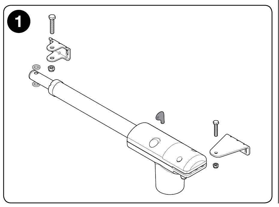 NICE TOO – illustrative parts of the standalone motor and brackets, according to the manufacturer NICE TOO – illustrative parts of the standalone motor and brackets, according to the manufacturer