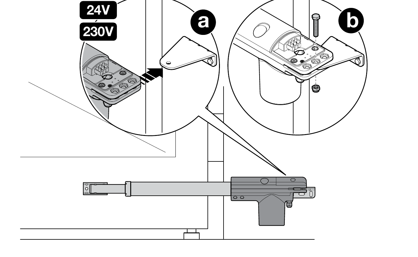 NICE TOO – fastening the rear bracket and 24 V motor NICE TOO – fastening the rear bracket and 24 V motor