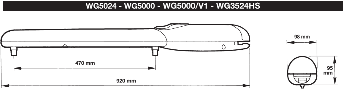 WG3524HS – overall dimensions 920 × 98 × 95 mm and stroke 470 mm WG3524HS – overall dimensions 920 × 98 × 95 mm and stroke 470 mm