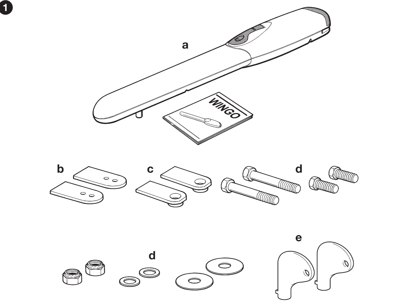 WINGO – motor, brackets, keys, and fasteners WINGO – motor, brackets, keys, and fasteners