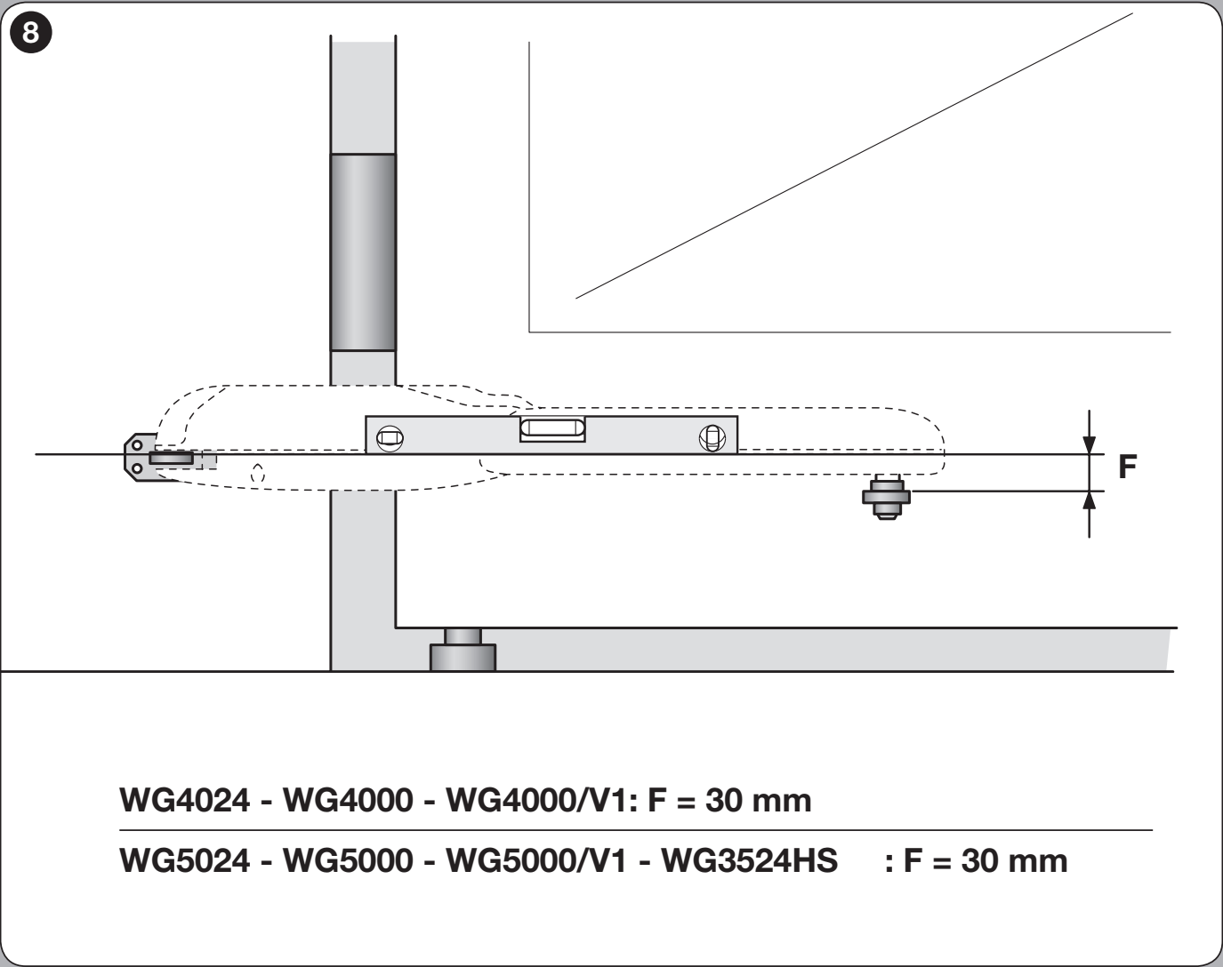 WG3524HS – mounting-point height difference F = 30 mm WG3524HS – mounting-point height difference F = 30 mm