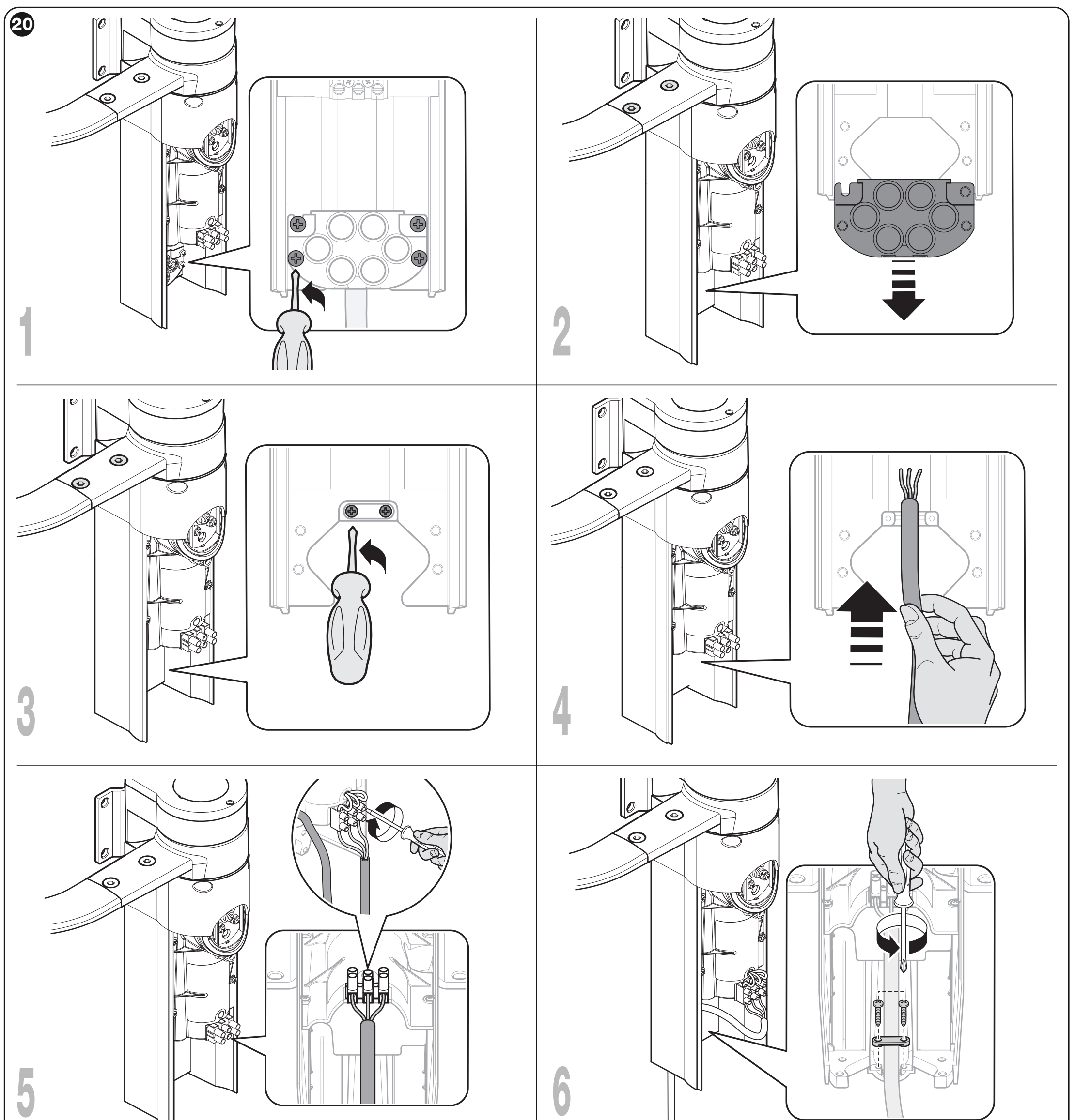 WALKY WL1024: opening the cover, cable gland and motor terminal block