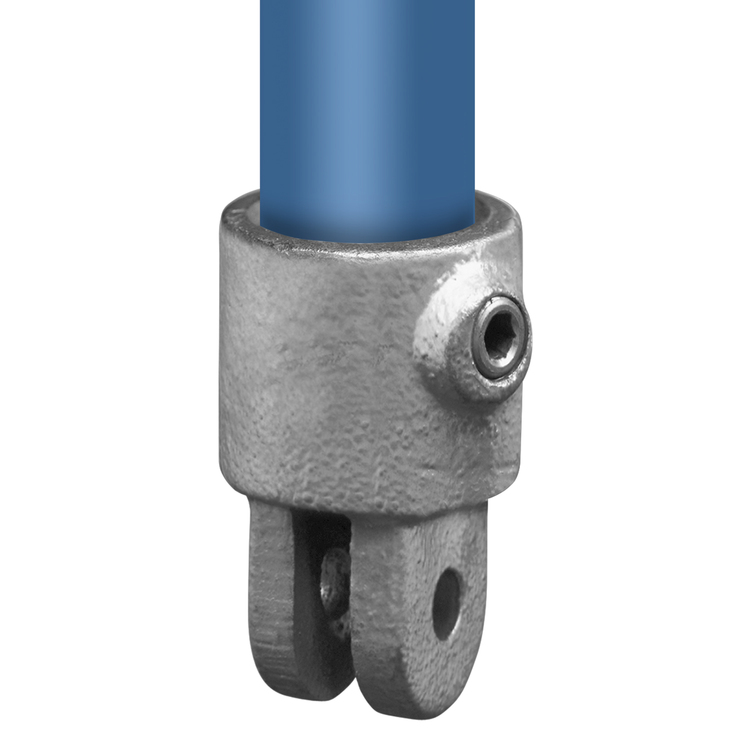 Example of use: Galvanized socket section of a hinged connector for a 42.4 mm pipe