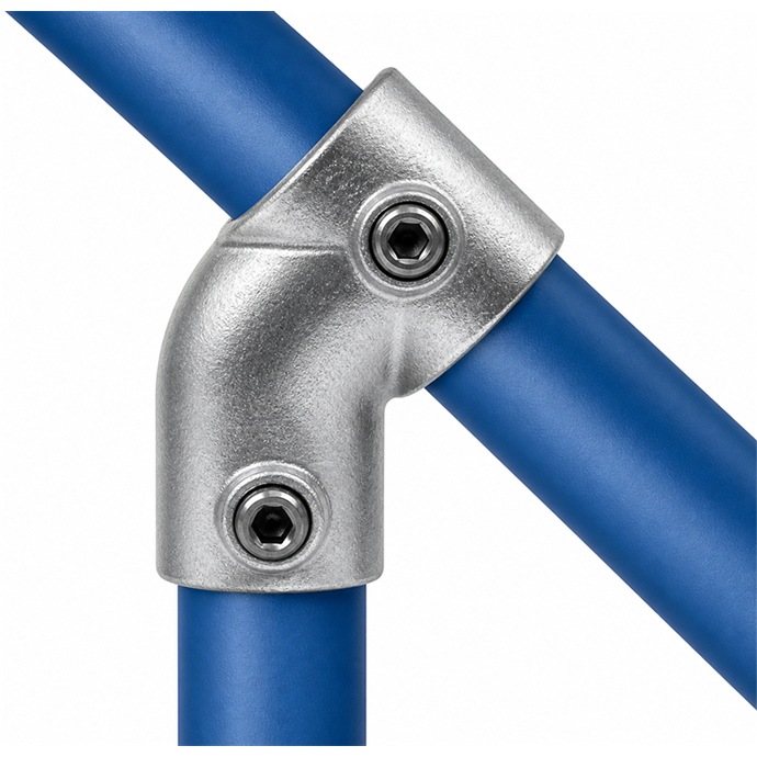 Galvanized fitting for 48.3 mm tubes, narrow 45° T-shape