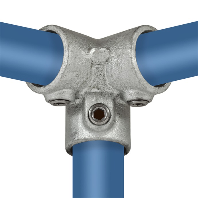Galvanized tube clamp for 48.3 mm tubes, top corner type