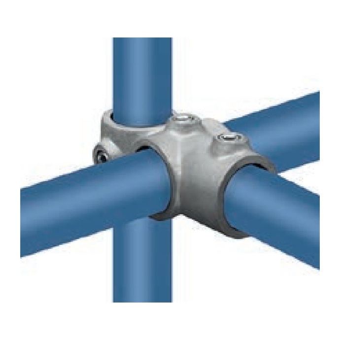Galvanized connector for 42.4 mm tubes, T and continuous cross combination