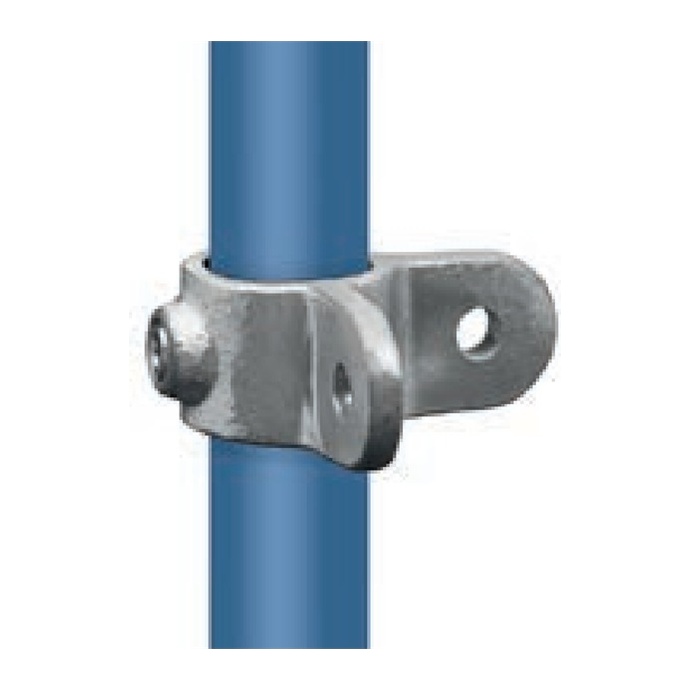 Galvanized angled articulated tube clamp for 42.4 mm tube, two sockets at a 90° angle