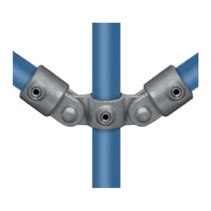 Galvanized adjustable connector with two joints for a 42.4 mm tube