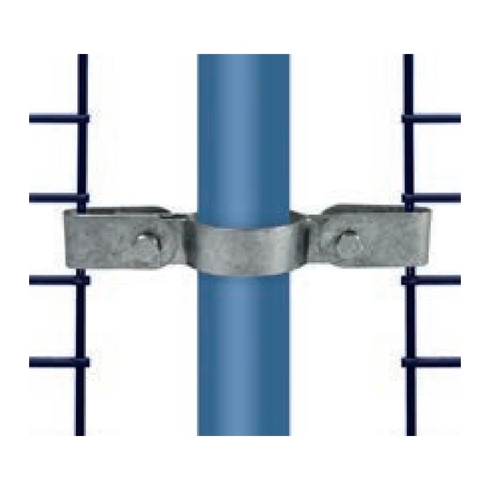 Galvanized continuous clamp for attaching fence panels to a 42.4 mm post