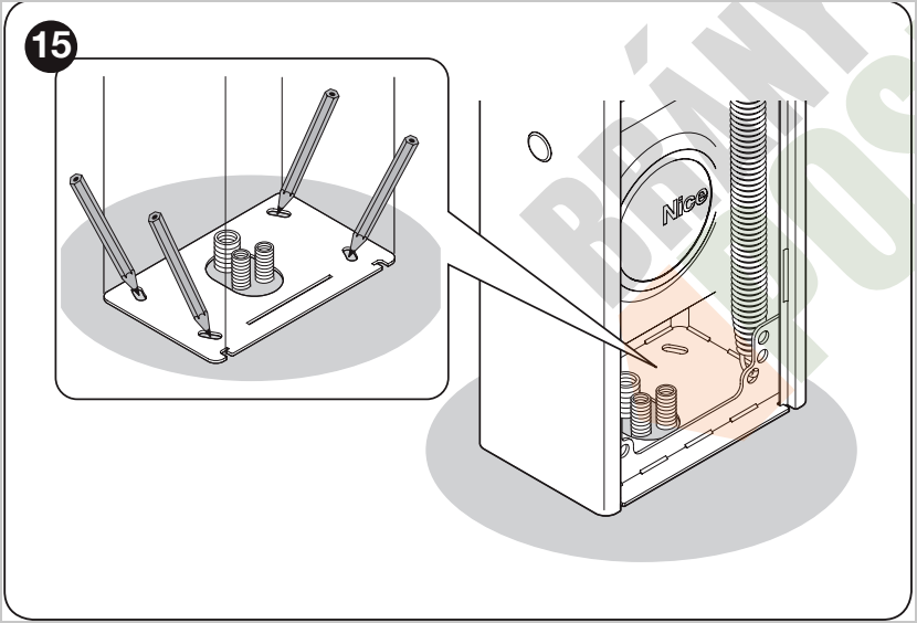 Marking the points for direct anchoring of the NICE WIDE barrier cabinet