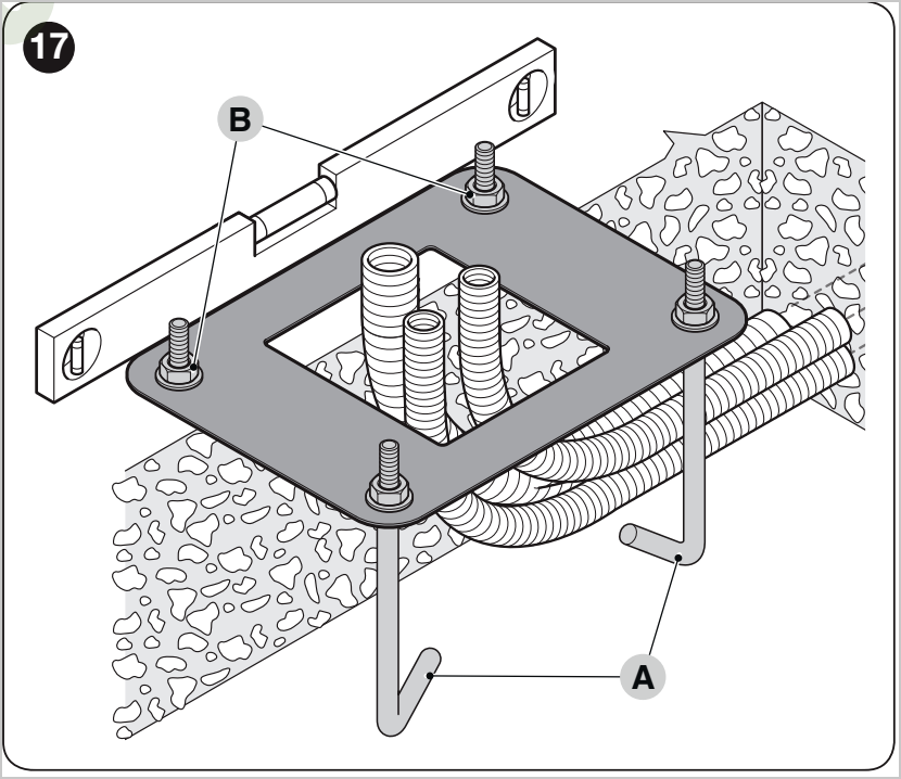 NICE WIDE base plate, anchor hooks and cable conduits