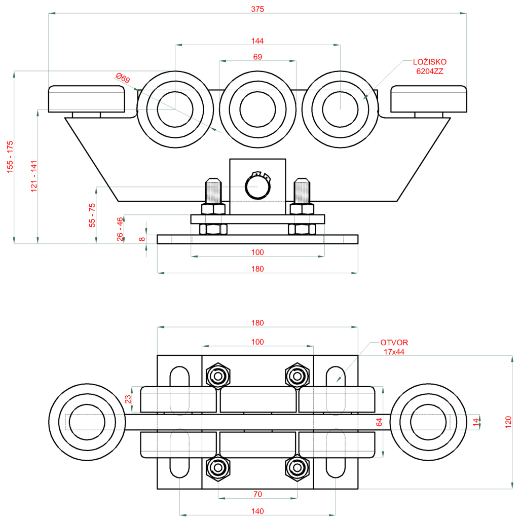 Drawing of the 80x80x5 trolley Drawing of the 80x80x5 trolley