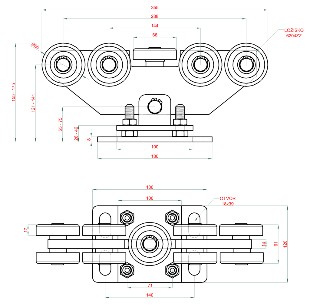 Drawing of the 80x80x5 carriage Drawing of the 80x80x5 carriage