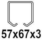 For 57x67x3mm C-profile, suspended