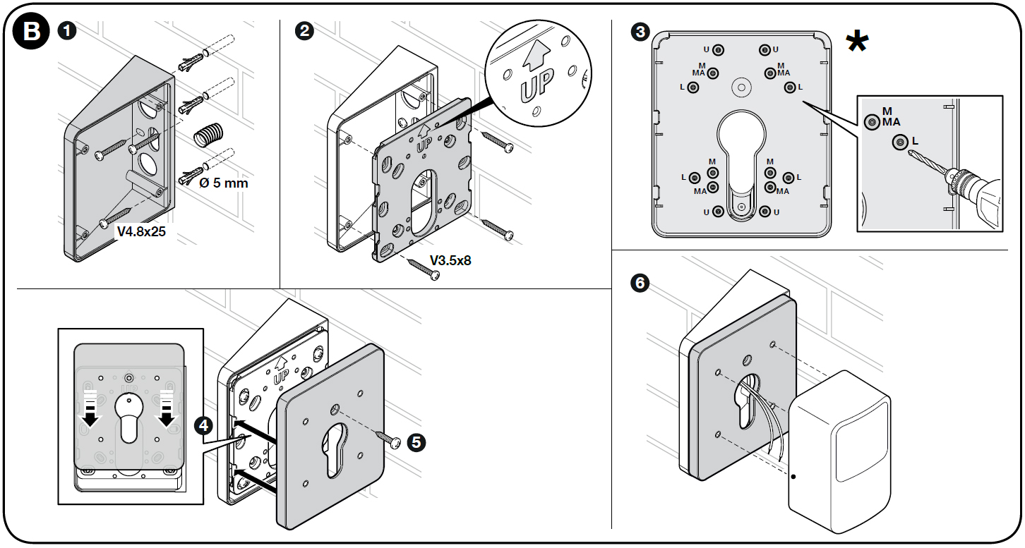 Example of installation B of the NICE-POE photocell holder: Example of installation B of the NICE-POE photocell holder: