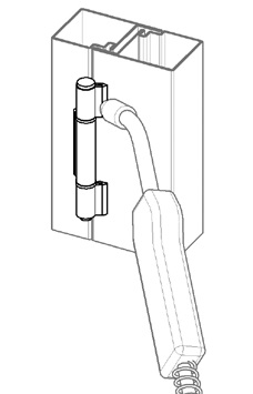 Use of the three-part hinge